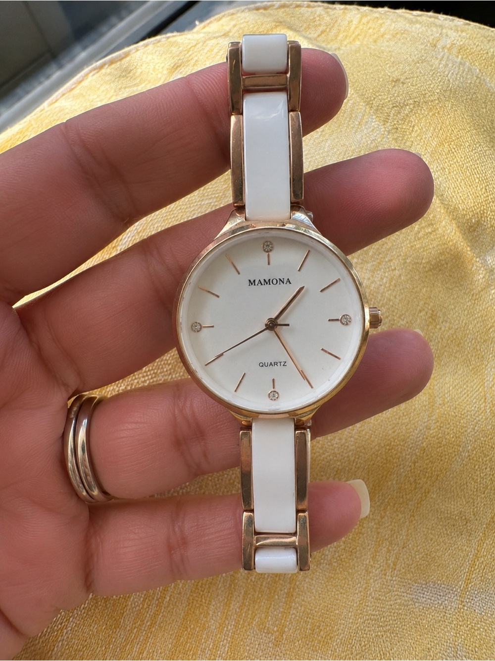 Mamona Women’s White & Rose Gold Quartz Watch Water Resistant 3877L